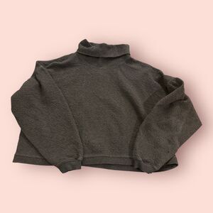 Lululemon Cropped Sweater Womens M/L Black Textured Knit Long Sleeve Mock Neck